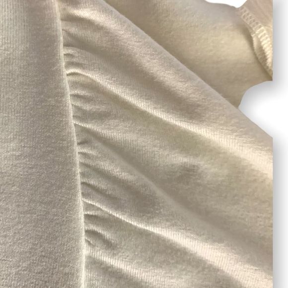 New York & Co Cream Pleated Ruffle Front Scarf Sleeveless Shell Top M (A-008) - Picture 3 of 8